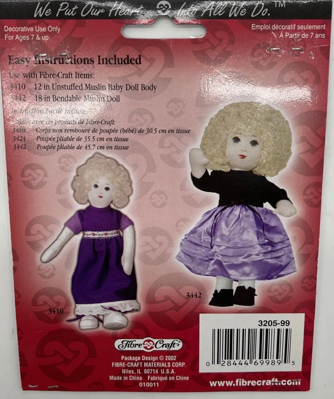 Vintage Fibrecraft Iron on Doll Face New in Package Embroidery Kitschy