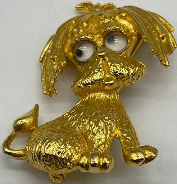 Vintage Park Lane Gold Tone Googly Eyed Dog Flopp… - image 5