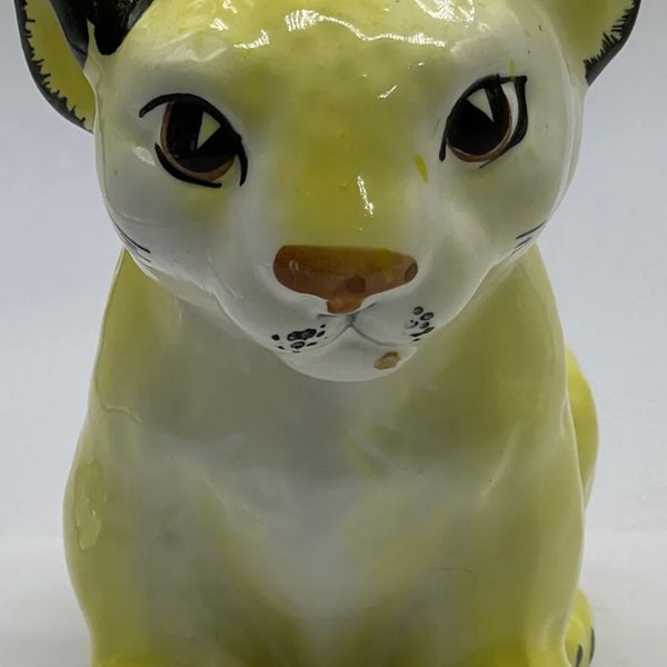 Vintage Wales Anthropomorphic Lion Cub Cat Ceramic Planter Mid Century Japan