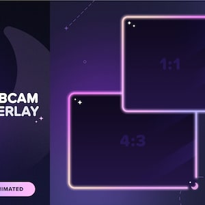 Moonlit Night: Animated Webcam Overlay for Twitch, YouTube Streamers | Pastel Pink Purple Gradient