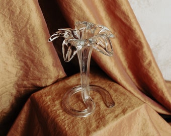 Vintage Glass Lily Candlestick Holder