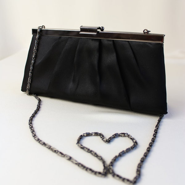 vintage Classic Black Satin Clutch