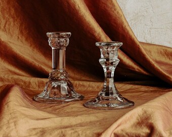 Glass Candlestick Holder Set