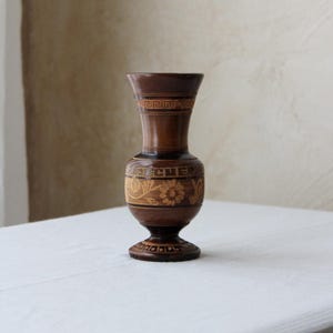 Vintage Hand Carved Wood Vase