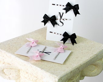 Mini Satin Bow Barrettes