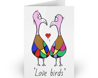 Valentines day or Anniversary Card, love heart, love birds, for valentine, husband, wife, girlfriend, boyfriend, fiancé or partner.