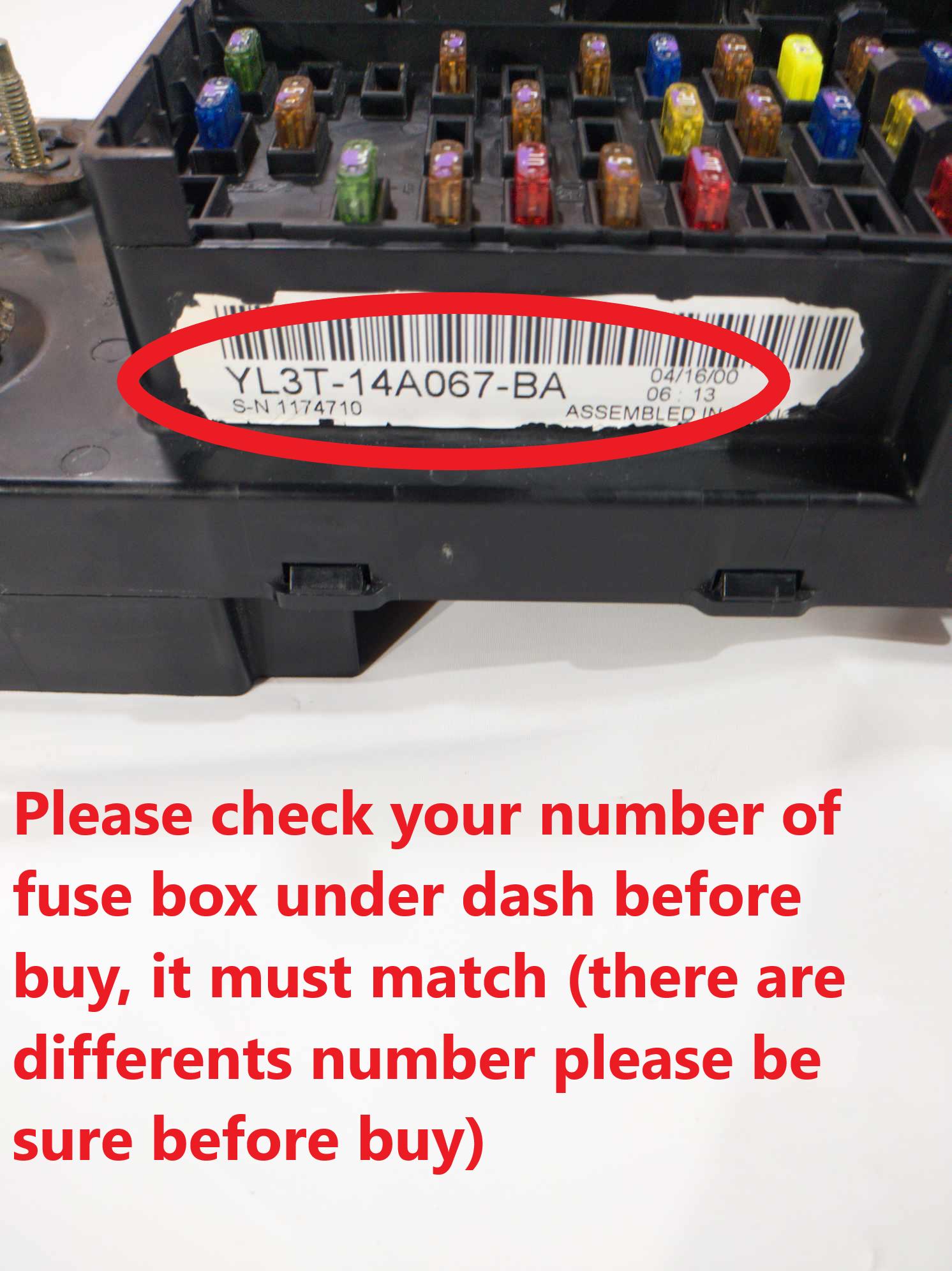 99 00 01 Ford F150 4x4 Dash Fuse Box Junction Relay Under Dash YL34 ...
