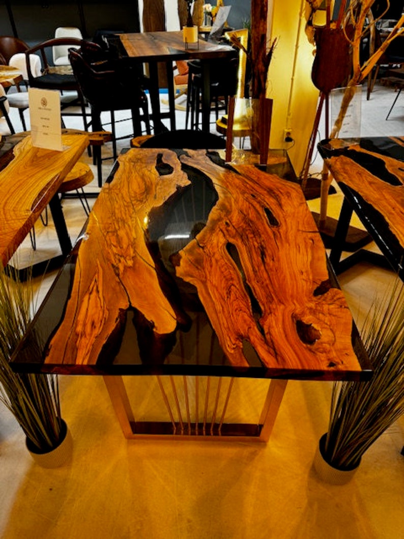 Epoxy and Olive Wood Dining Table Diana Etsy