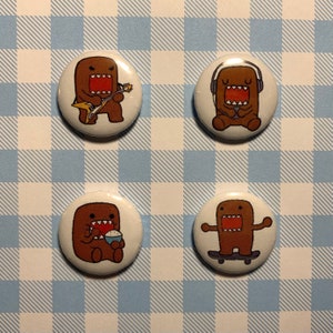 Domo Pins! | 4 Piece 1 inch Button Pin Set | Comes with Freebies! | Please Read Description!