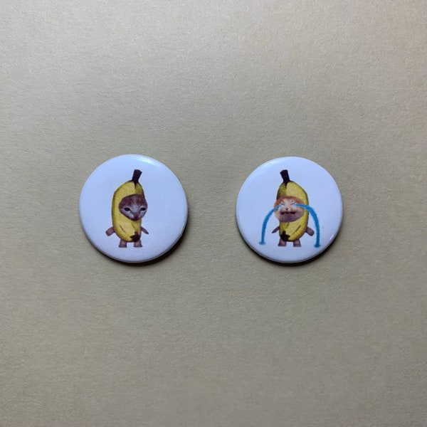 Banana Cat Meme Pins! | 1" Pinback Buttons | Comes with Freebies!