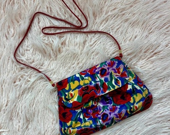 Sac à main à bandoulière floral rouge moyen pour femme vintage