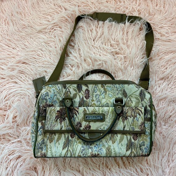 Woman's Medium Vintage Jordache Beige Floral Lugg… - image 1