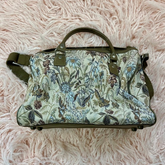 Woman's Medium Vintage Jordache Beige Floral Lugg… - image 6