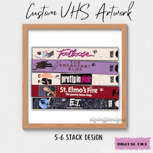 Custom 80&#39;s VHS Movies Design, VHS Stack Movies, 80&#39;s Sublimation Design, 90&#39;s vhs Tapes, vhs Movies 90s, 80s Custom Artwork, 00s png