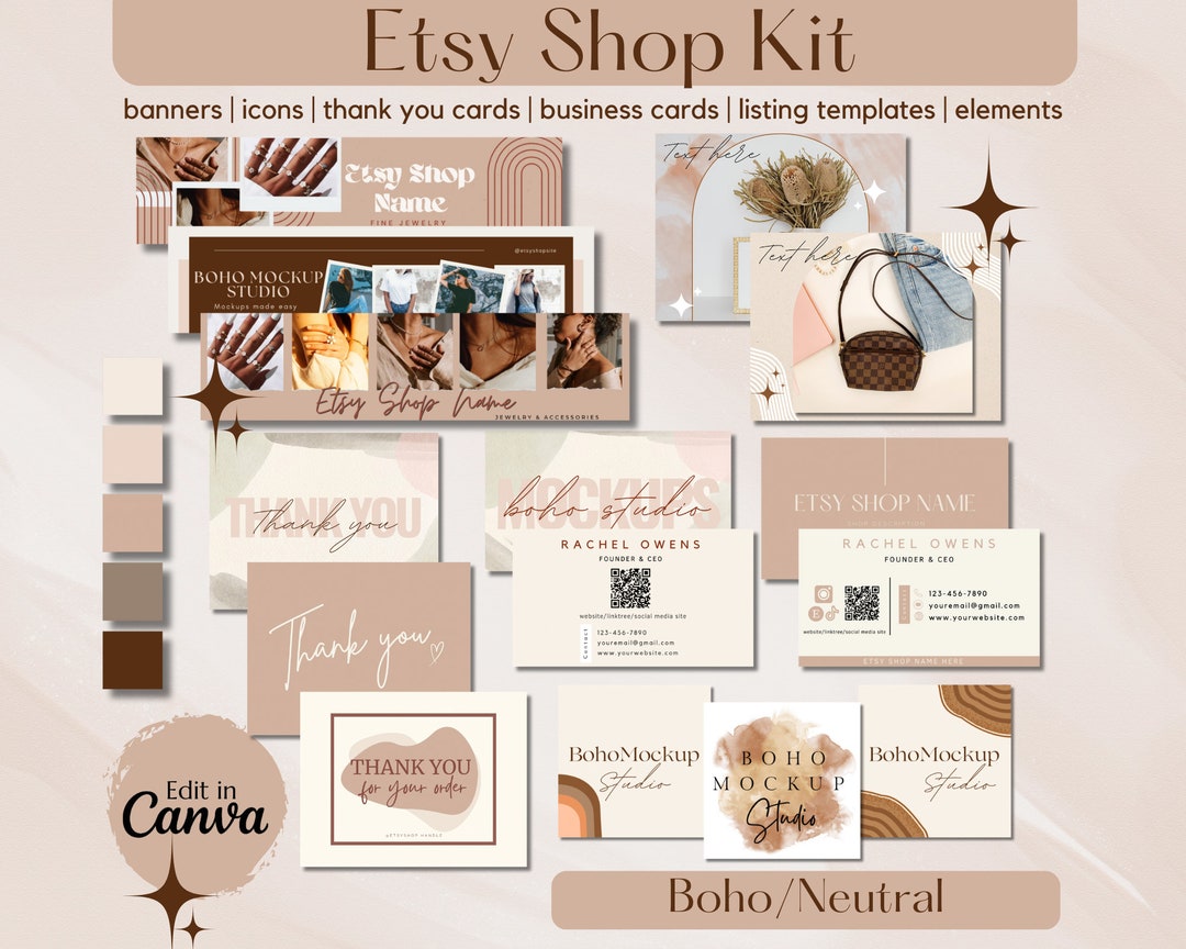 Etsy Store Branding Kit Boho Etsy Shop Kit Neutral Etsy Shop Etsy