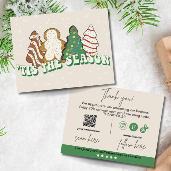 Tree Cakes Thank You Card, Tis the Season Thank You Card, Christmas Tree Thank You Cards, Printable Christmas Thank You Cards