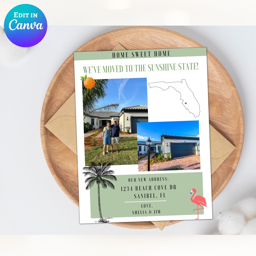 New Home Template Editable Card New House Postcard - Etsy