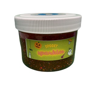 Limited Edition 8oz Spooky Sparkles - A Thick Clear Slime Scented Your Choice | clear slime, halloween slime, slime gift, pink slime, fidget