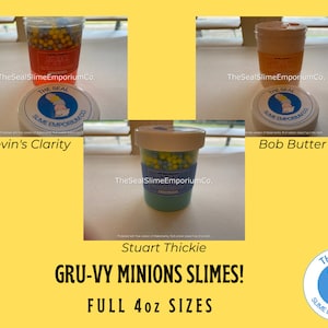 GRU-VY TRIO 4oz Size | floam slime, blue slime, red slime, orange slime, slime gift, clear slime, butter slime, Slime with foam beads, gifts