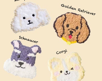 Cute Dog Punch Needle Kit | Beginner Punch Needle Tufting Starter Kit | DIY Tote Bag | DIY Craft | Pet Lover Dog Lover Gift  | Gift for Her