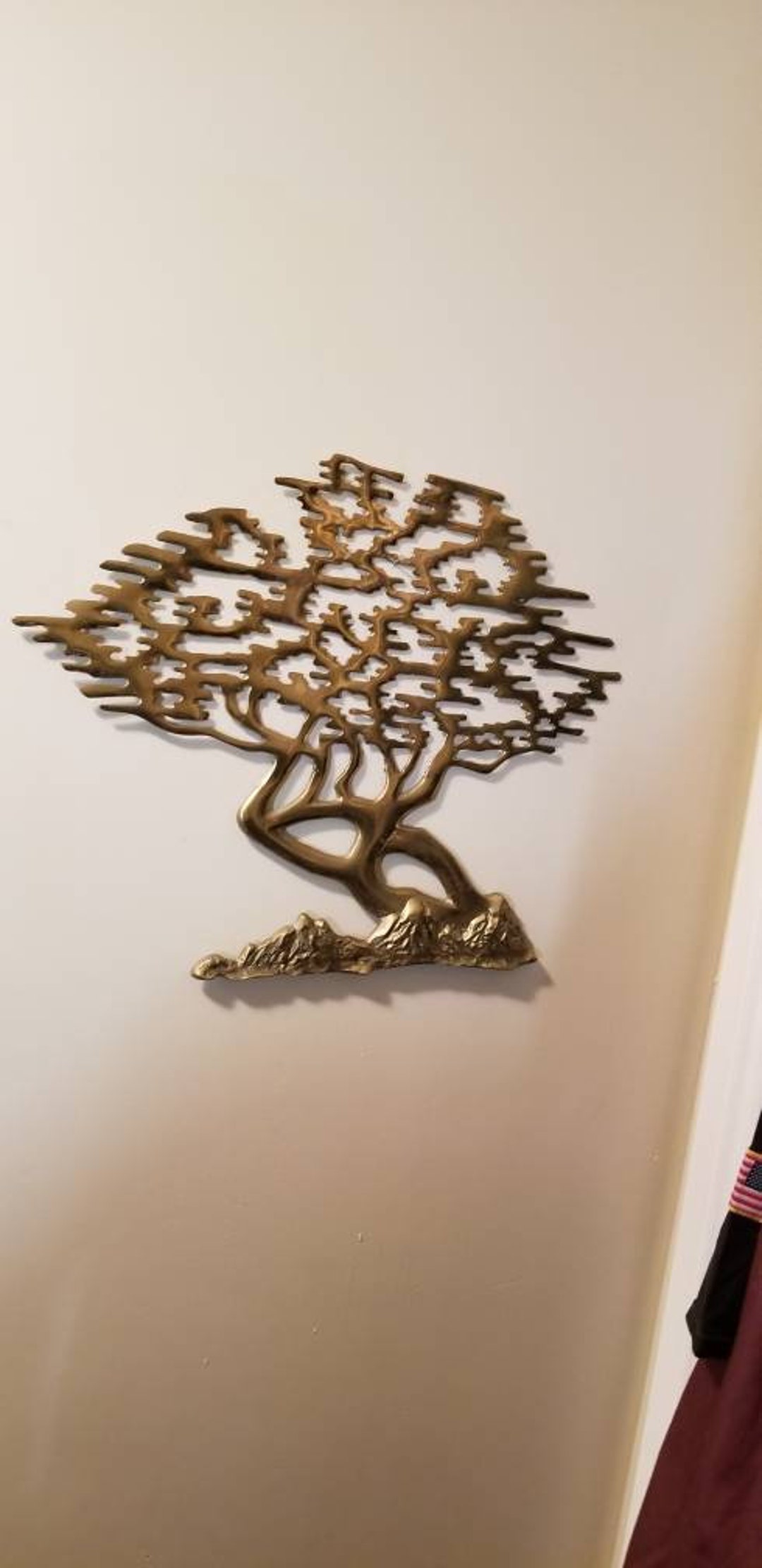 Large Vintage Brass Bonsai Tree Wall Art Midcentury Etsy