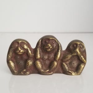Vintage MCM Brass Monkeys hear see speak no evil