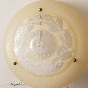 Vintage Art Deco ceiling light shade three-hole period lighting in MINTY condition