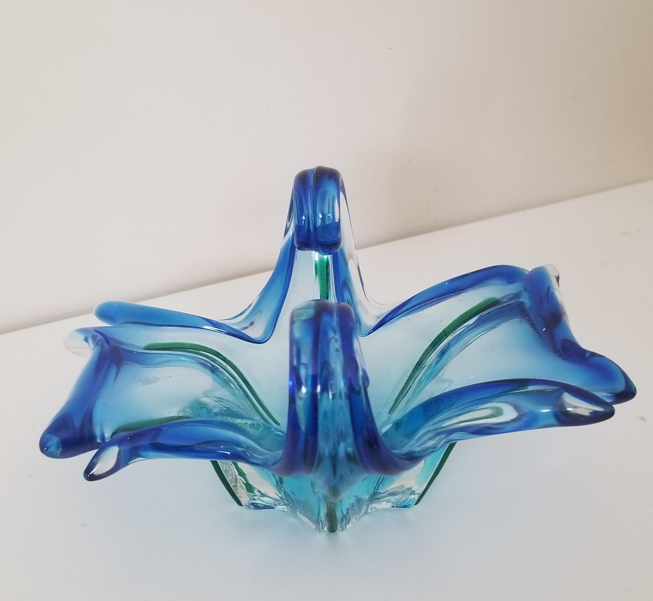 ヴィンテージ ベネチアン ムラーノ ガラス ボウル JICO ブルーに