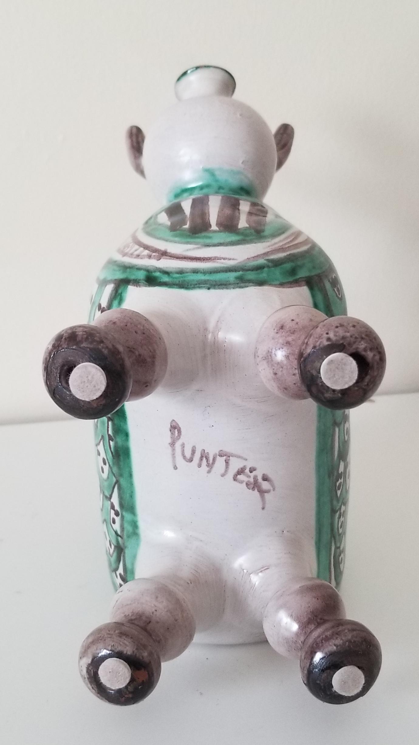 1960年代のスペイン製希少な陶器製ジン・ピッグ・デキャンタ。ドミンゴ