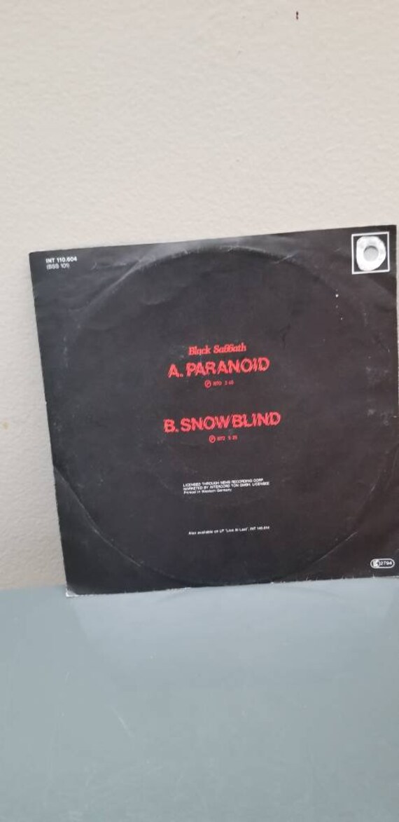 Black Sabbath Paranoid 45 From 1972 West Germany 1981 Reissue the