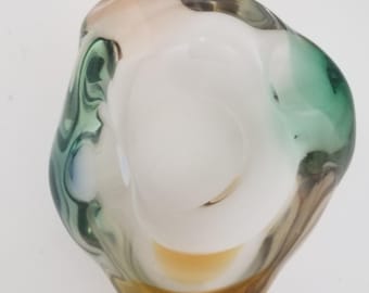 Vintage Mid-Century Rhapsody Boho 1950er Jahre Konfektschale Aschenbecher mundgeblasenes Glas