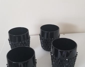 Set von Vintage Indiana Tia Black Diamond Point Gläsern ist ausgezeichneter Vintage Zustand