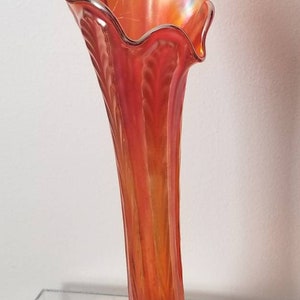 1920s marigold carnival glass vase Sunglow Glass by Sowerby