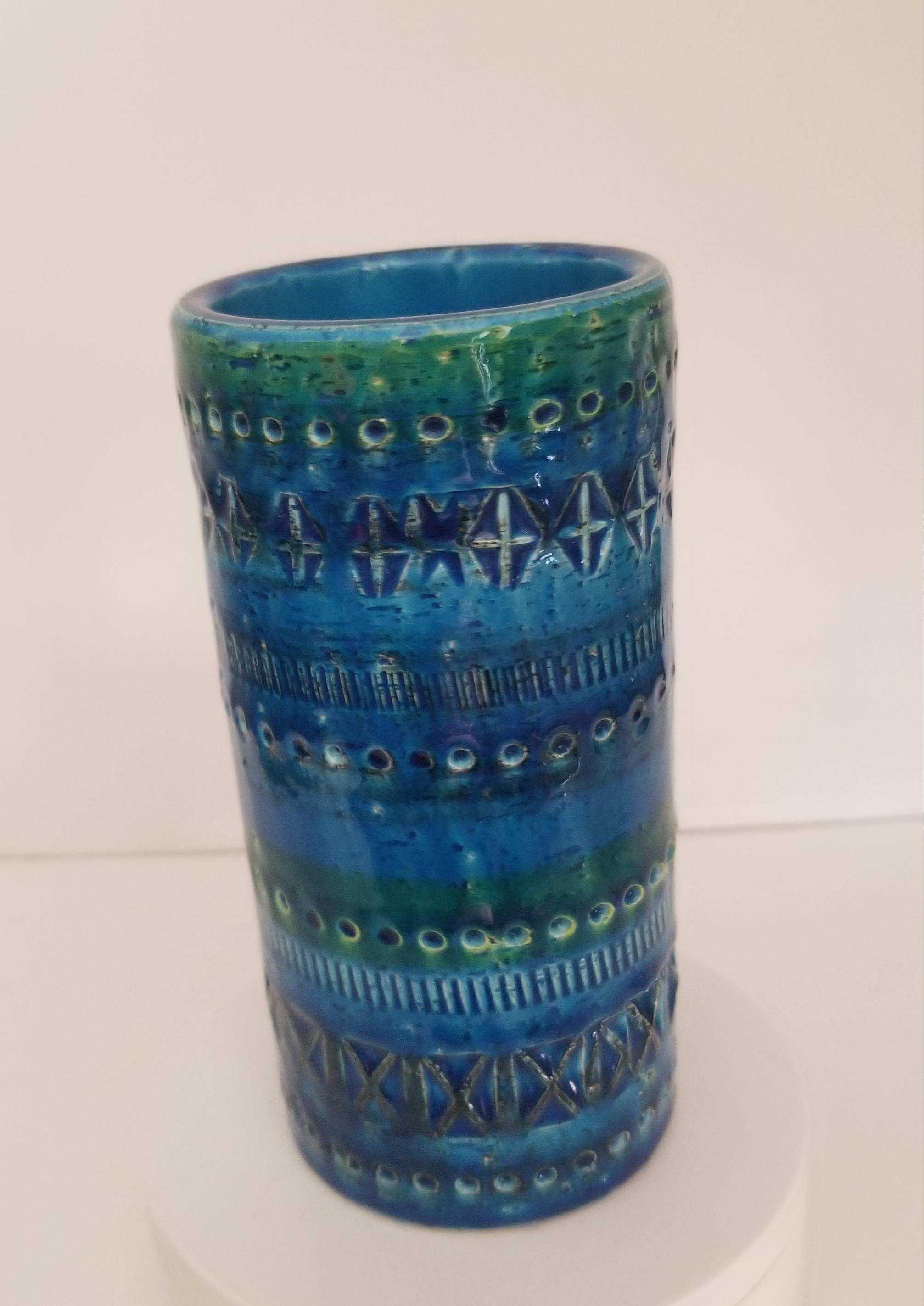 BITOSSI Flavia Vase in Rimini Blue Glaze Made in Italy in