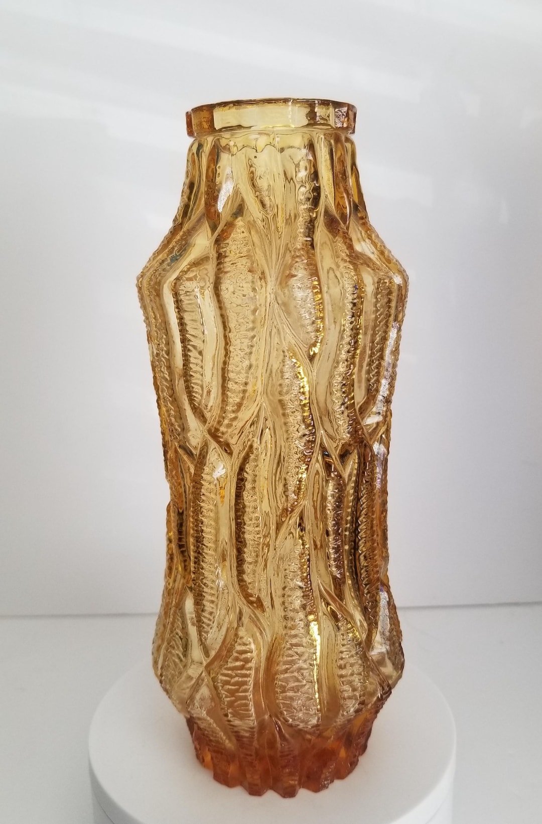 Amber MCM Oberglas Rippled Glass Vase Made in 60's Austria - Etsy
