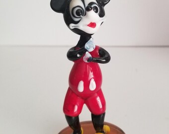Vintage MICKEY MOUSE mundgeblasene Glasfigur Rare Art Glass 3,75 "