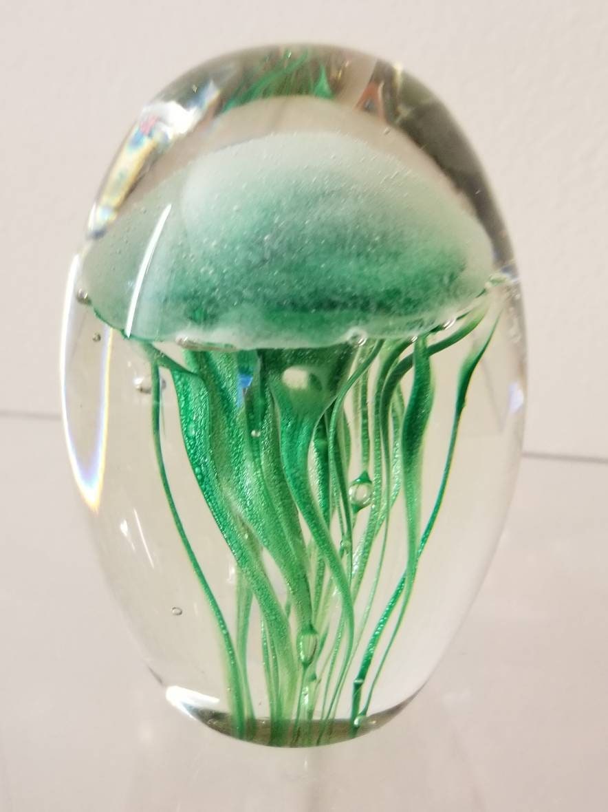 Glass Jellyfish Paperweight Glows in the Dark. Rare Etsy