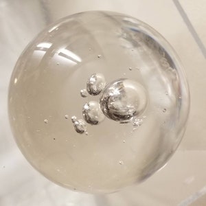 Vintage round clear blown glass sphere paperweight in mint condition