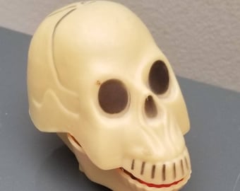 Vintage Mechanical Wind-up Chattering Skull, New Old Stock NOS