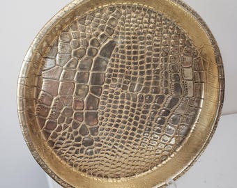 Plat de développement anglais Arts and Crafts en peau de serpent en laiton de Joseph et Sanky & Son de Grom en très bon état vintage