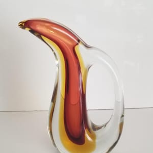 Vintage Murano Flavio Poli Sommerso Art Glass small pitcher vase in flawless condition