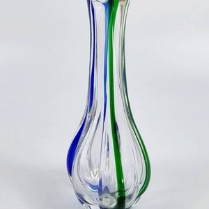 Suguso Murano striped modernist Vase by Archimede Suguso for Seguso Murano Glass RARE MCM