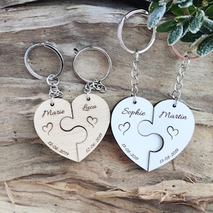 Valentine's Day Gift Personalized Engraved Wooden Keychain Original Gift For Her & For Him Lovers Pendant / Wedding / Dating