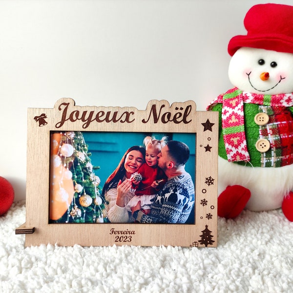 Cadre photo Personnalisé Joyeux Noël Album décoration fete de noël personnalisé - Prénoms  de la famille | Cadeau couple pour elle lui 2023