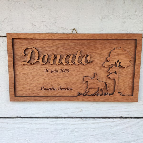 Plaque Nom Signe de Cheval ou Poney. Déco identification de box Panneau de Porte d'écurie Personnalisé Cadeau Chevalier Équitation Équestre