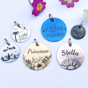 Personalized Dog or Cat Medal Tag Engraved ID Medallion with Phone Number Collar Dog Tag Leash