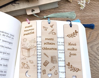 Personalized Wooden Bookmark - End-of-Year Gift for Teacher, Nanny, Teaching Assistant, Professor • Child's Name - Handmade with Cotton Pom-pom (p. 10)