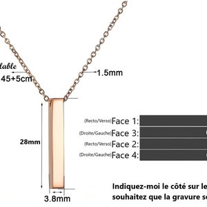 Collier Personnalisé Femme / Homme avec gravure d'une lettre, prénoms ou Date, Cadeau pour la Saint-Valentin avec chaineFemme Bijoux couple image 6