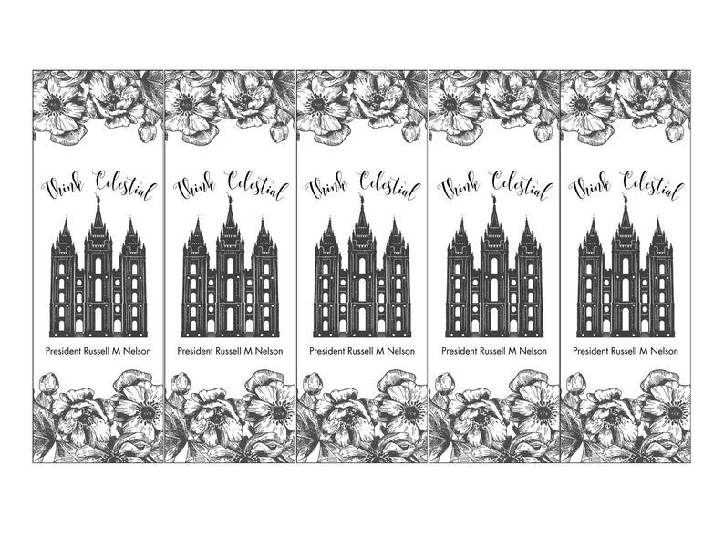 Editable Think Celestial LDS Bookmark 3 - Printable Template Instant ...