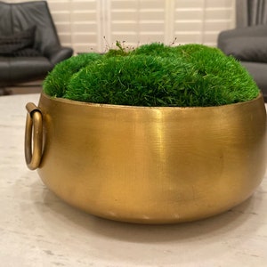 moss bowl, moss centerpiece, moss, moss decor, moss golden,